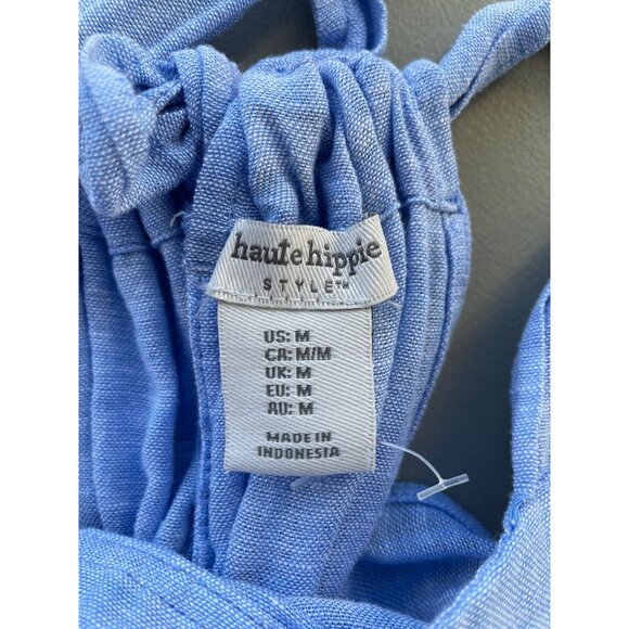 Haute Hippie Jumpsuit Size Medium Sleeveless Wide Leg Square Neck Linen Blend - Picture 3 of 9